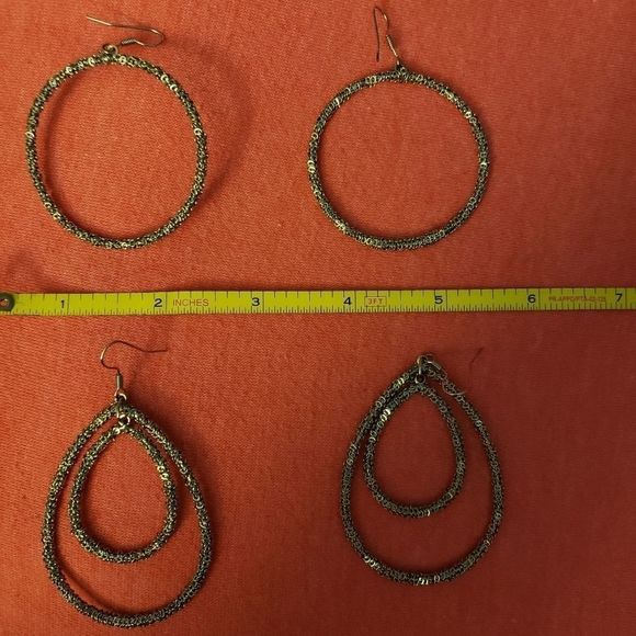 2 Pairs of Most Likely Silver Large Mesh Earrings - Picture 5 of 6